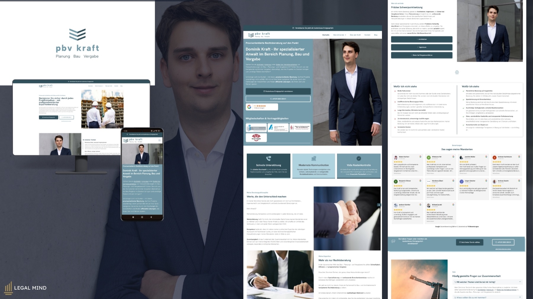 Website-Projekt für pbv kraft, spezialisierte Kanzlei für Planungs-, Bau- und Vergaberecht